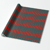 Chic Green Red Tartartanjeboom Patroon Cadeaupapier (Uitgerold)