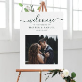 Chic Green Script Photo Weduwwelkomstteken Poster