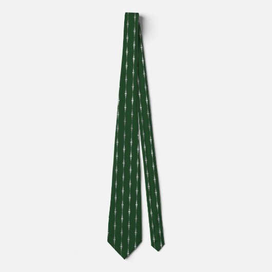 Chic Green Silver Elegant Stripes Stropdas (Voorkant)