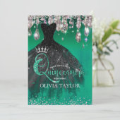 Chic green Silver glitter druist Quinceanera Kaart (Staand voorkant)