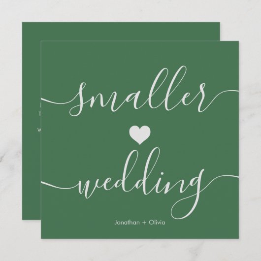 Chic Green Simple Downsiving Smaller Wedding Aankondiging (Voorkant / Achterkant)