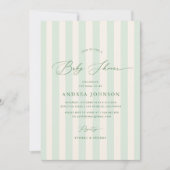 Chic Green Stripes Genderneutraal Baby shower Kaart (Voorkant)