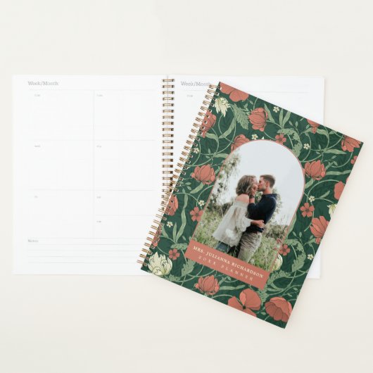 Chic Green & Terracotta Bloemenboog Foto Planner (Display)