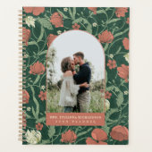 Chic Green & Terracotta Bloemenboog Foto Planner (Voorkant)
