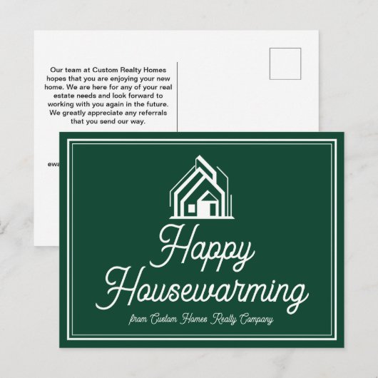 Chic Green Vastgoedbedrijf Aangepaste Makelaar Briefkaart (Voorkant / Achterkant)