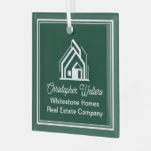 Chic Green Vastgoedbedrijf Aangepaste Makelaar Glas Ornament (Voorkant links)
