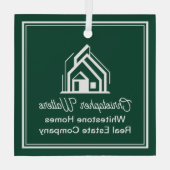Chic Green Vastgoedbedrijf Aangepaste Makelaar Glas Ornament (Achterkant)