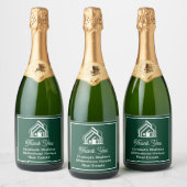 Chic Green Vastgoedbedrijf Aangepaste Makelaar Sparkling Wijnetiket (Flessen)