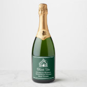 Chic Green Vastgoedbedrijf Aangepaste Makelaar Sparkling Wijnetiket (Voorkant)