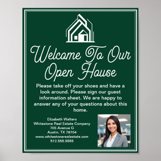 Chic Green Vastgoedbedrijf Open Huis Welkom Poster (Voorkant)