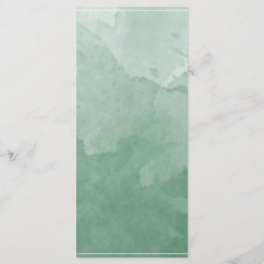 Chic Green Waterverf, Monogram Wedding Menu (Achterkant)