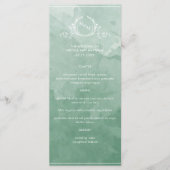 Chic Green Waterverf, Monogram Wedding Menu (Voorkant)