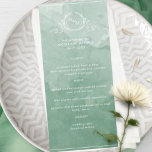 Chic Green Waterverf, Monogram Wedding Menu<br><div class="desc">Verfijn uw gasten met dit prachtige groene trouwmenu van de waterverf, met elegante hand getekend botanisch monogram met stelletjes initialen boven voortreffelijke waterverf wasachtergrond in een mooi mengsel van groene tinten. Gemakkelijk om sjabloon met uw details en menu in te vullen en uw prints opdracht te geven! Een deel van...</div>