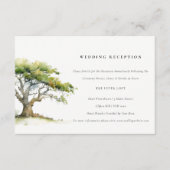 Chic Green Waterverf Oak Tree bruiloft receptie Informatiekaartje (Voorkant)