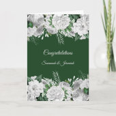 Chic Green White Floral Gefeliciteerd Weddenschap Kaart (Voorkant)
