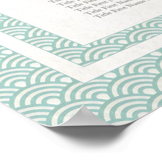 Chic Green+White Pattern Seigaiha Seating Chart Poster (Hoek)