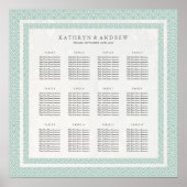 Chic Green+White Pattern Seigaiha Seating Chart Poster (Voorkant)
