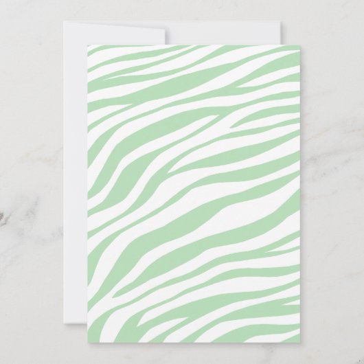 Chic Green Zebra Print Baby Douche Uitnodigingen (Achterkant)