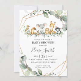 Chic Greenery Australian Animals Baby shower Kaart