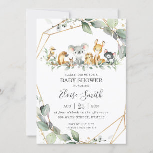 Chic Greenery Australian Animals Baby shower Kaart
