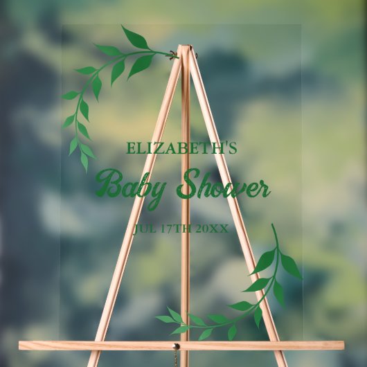 Chic Greenery Baby shower Acryl Bord (Neutraal)