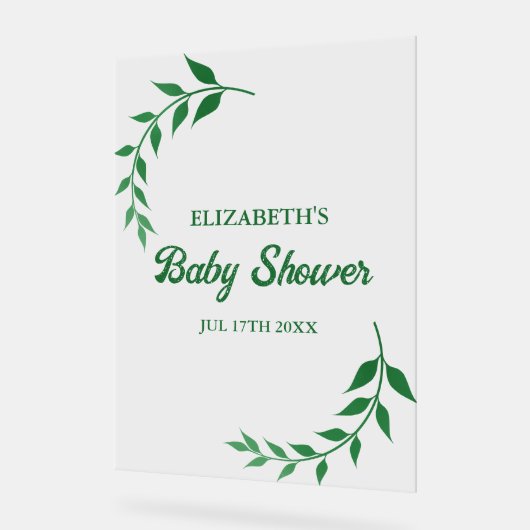 Chic Greenery Baby shower Acryl Bord (Hoek)