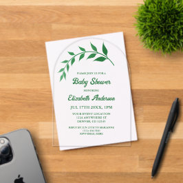 Chic Greenery Baby shower Acryl Uitnodigingen