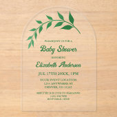 Chic Greenery Baby shower Acryl Uitnodigingen (Voorkant)