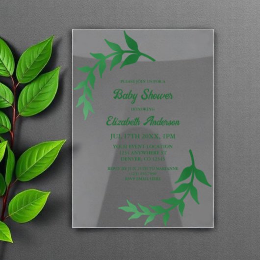 Chic Greenery Baby shower Acryl Uitnodigingen