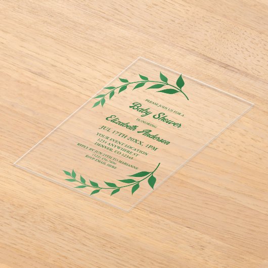 Chic Greenery Baby shower Acryl Uitnodigingen (Laagn)
