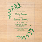 Chic Greenery Baby shower Acryl Uitnodigingen (Voorkant)