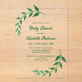 Chic Greenery Baby shower Acryl Uitnodigingen