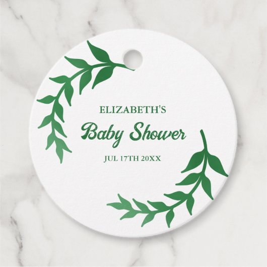 Chic Greenery Baby shower Bedankjes Labels (Voorkant)