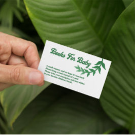 Chic Greenery Baby shower Boeken voor Baby Informatiekaartje