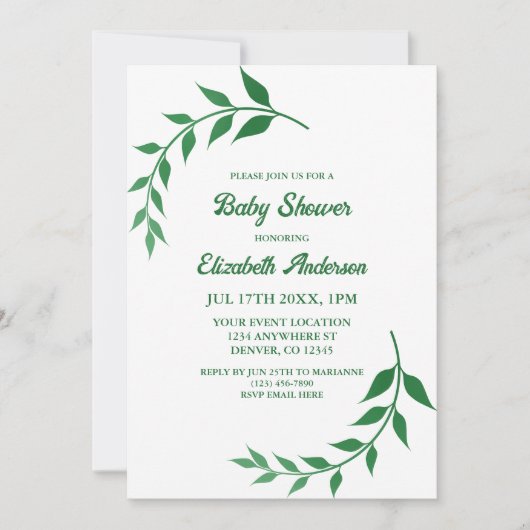 Chic Greenery Baby shower Kaart (Voorkant)