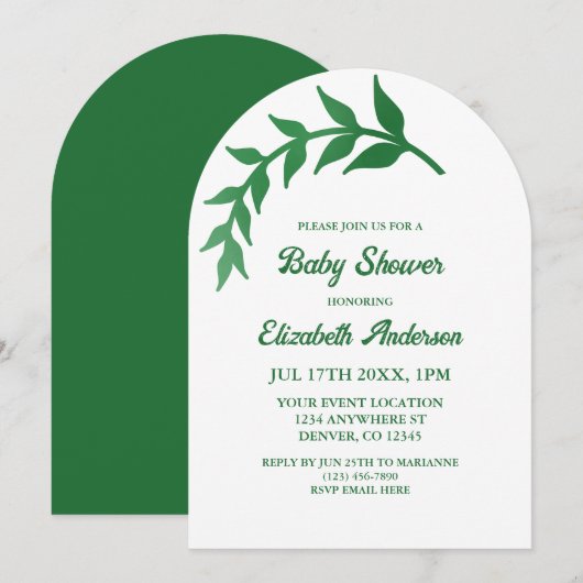 Chic Greenery Baby shower Kaart (Voorkant / Achterkant)