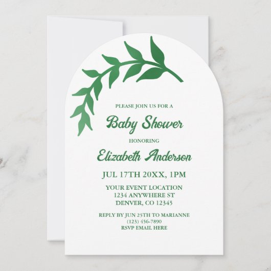 Chic Greenery Baby shower Kaart (Voorkant)