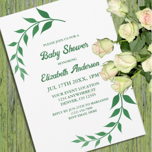 Chic Greenery Baby shower Kaart