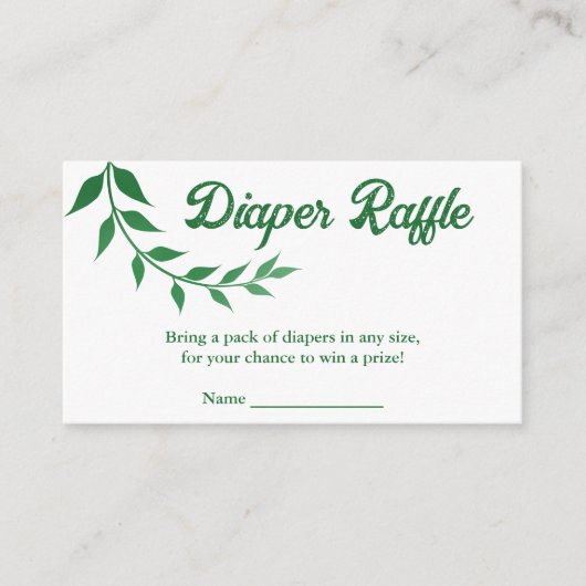 Chic Greenery Baby shower Luier Raffle Informatiekaartje (Voorkant)