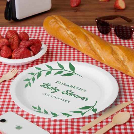 Chic Greenery Baby Shower Papieren Bordje (Picknick)