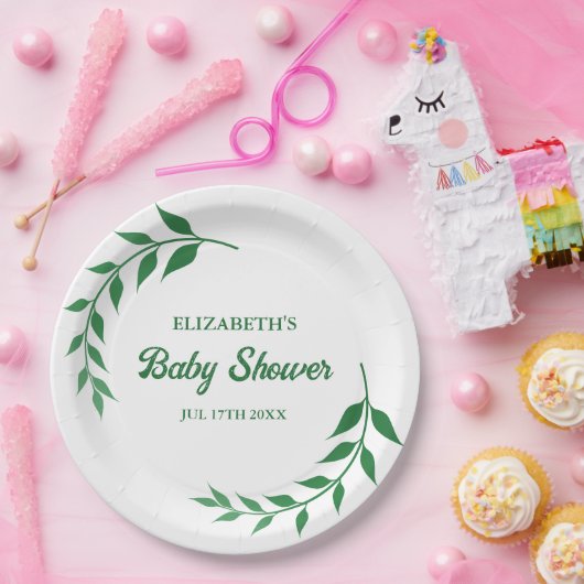 Chic Greenery Baby Shower Papieren Bordje (Feest)