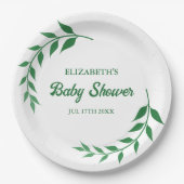 Chic Greenery Baby Shower Papieren Bordje (Voorkant)
