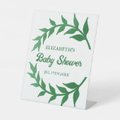 Chic Greenery Baby shower Reclamebord Met Voetstuk (Voorkant)