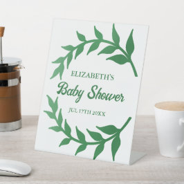 Chic Greenery Baby shower Reclamebord Met Voetstuk