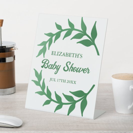 Chic Greenery Baby shower Reclamebord Met Voetstuk (Insitu)
