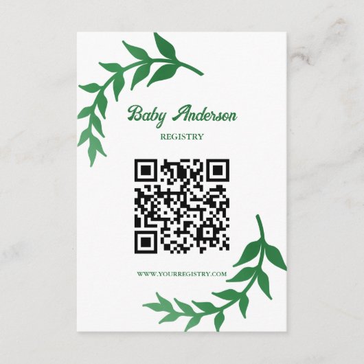 Chic Greenery Baby Shower Registry Informatiekaartje (Voorkant)
