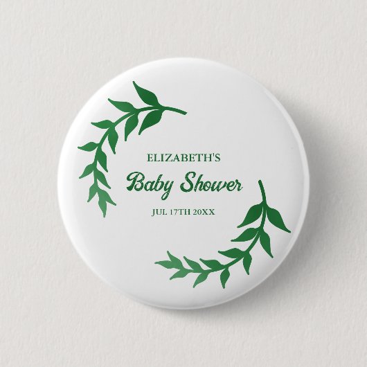 Chic Greenery Baby shower Ronde Button 5,7 Cm (Voorkant)