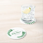 Chic Greenery Baby shower Ronde Kartonnen Onderzetter (Insitu)