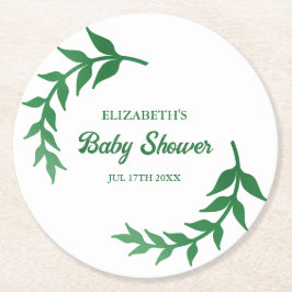 Chic Greenery Baby shower Ronde Kartonnen Onderzetter