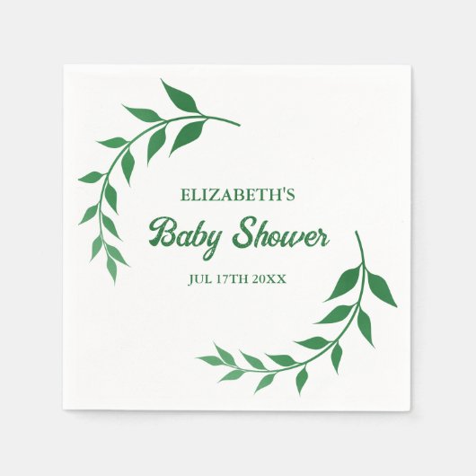 Chic Greenery Baby shower Servet (Voorkant)